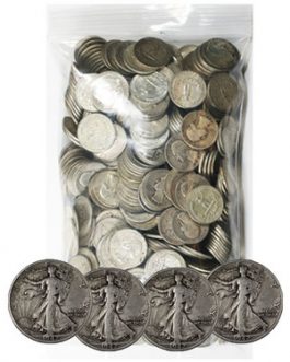 90% Silver Walking Liberty Half Dollars ($500 FV, Circulated) (1000 coins)